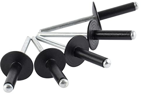 ISPINNER 100pcs 3/16 x 3/4 Large Flange Aluminum Blind Rivets, Pop Rivets Grip Grange 14-16mm (Black)