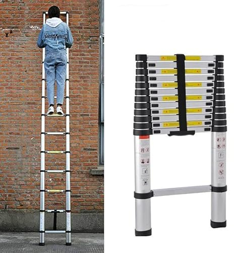 Scala telescopica in alluminio, 5 m, Scala telescopica Pieghevole scala allungabile, scaletta antiscivolo, scaletta multifunzione, portata 150 kg