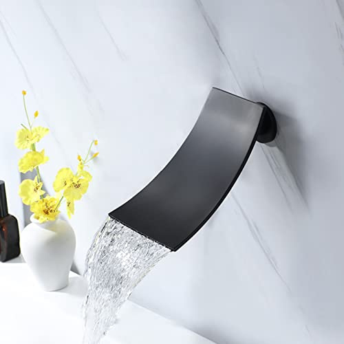 Wanneneinlauf Wand Wasserfall Badewanneneinlauf Wanneneinlauf Einlauf Zulauf Schwenkbarer Wasserfall für Badewanne-Schwarz
