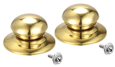 sourcing map Universal Pot Lid Knob,Stainless Steel Replacement Knob 41 x 24mm,Gold Tone,for Pan Pot Cover Pack of 2