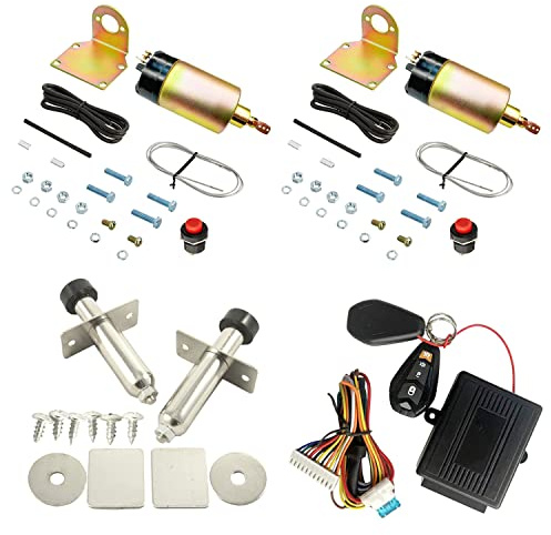 LLNSEAUTO Two Door Shaved Door Handle Kit Popper Solenoid Street Rat Hot Rod Car Truck with Door Poppers Trunk Popper& Keyless Entry System Central Locking Remote Control Kit Universal (100lb)