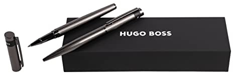 Hugo Boss Stifte-Set Loop Diamond Gun Kugelschreiber & Tintenroller aus Messing hergestellt, Farbe: Dunkelgrün, Abmessungen: 200 x 62 x 34 mm, HPBR367D