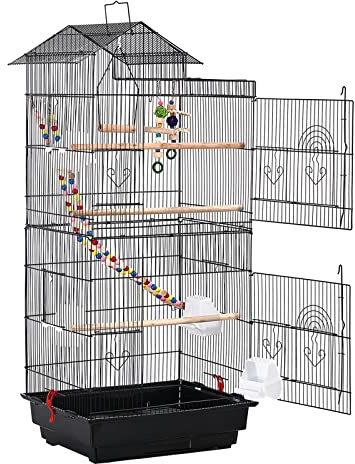 VA-Cerulean Vogelkäfig Wellensittich Käfig Vogelvoliere Metall Vogelhaus Voliere Groß 46x35.5x99CM Vogel Käfig mit Vogelspielzeuge Für Finch Vogel Papageien Tierkäfig(Typ A)