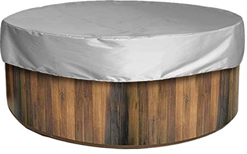 BAGASI Runde Whirlpool-Abdeckung, wasserdicht, wetterbeständig, Spa-Whirlpool-Schutzhülle mit Gummizug für Outdoor-Badewanne, grau, 190 x 30 cm
