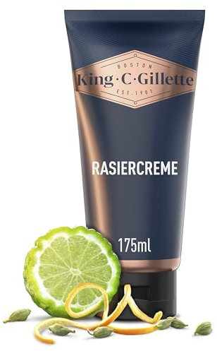 King C. Gillette Bartpflege Original-Rasiercreme (175 ml), feuchtigkeitsspendende Gesichtspflege für empfindliche Haut und ein Ergebnis auf Barber-Niveau, Geschenk für Manner