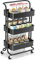 Hoomtaook Chariot de Service Chariot de Cuisine Étagère de Cuisine, avec poignée et roulettes verrouillables, Chariot Multi-Usage Amovible, Convient pour la Salle de Bain et la Cuisine, Noir