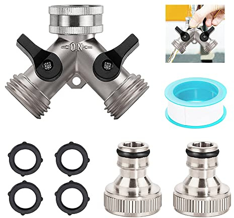 2 Wege Verteiler Wasser 3/4 zoll,Wasseranschluss Verteiler,Wasserhahn Verteiler,Y-verteiler zulaufschlauch,Wasseranschluss Adapter Garten,für Waschmaschine,Geschirrspüler,Gartenschlauch