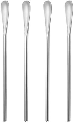 6.2Inch/15.8cm Coffee Stirrers Spoon,Silver Stainless Steel 304# Coffee Stir Sticks,Round Solid Handle Cocktail Beverage Iced Tea Stirring Stick,Drink Mixing Spoon,Set of 4