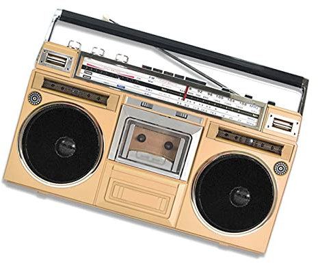 Boombox Bluetooth Rétro,Lecteur de Bande Bluetooth,Boombox Portable de Style 80's,Lecteur de Cassettes,Radio FM & Dab +,USB,Noir,Couleur Or,Golden