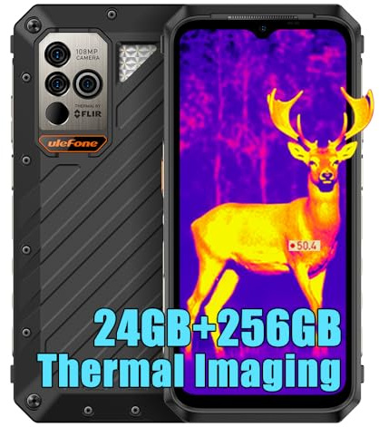 Ulefone Power Armor 18T Ultra Outdoor Handy 5G Smartphone, Dimensity 7050 24GB+512GB, 108MP+Wärmebildkamera, 9600mAh, 6,58”FHD+, Android 14 IP68 Handy ohne Vertrag, 4GLTE 5G HiFi NFC OTG GPS