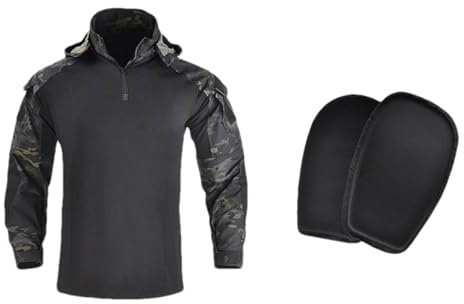 ZMIN Kampfhemden Taktische Hosen Militär Armee Camouflage1 Uniform mit Pads Paintball Camping Multicam Schießanzüge Camo-Shirts pad XS