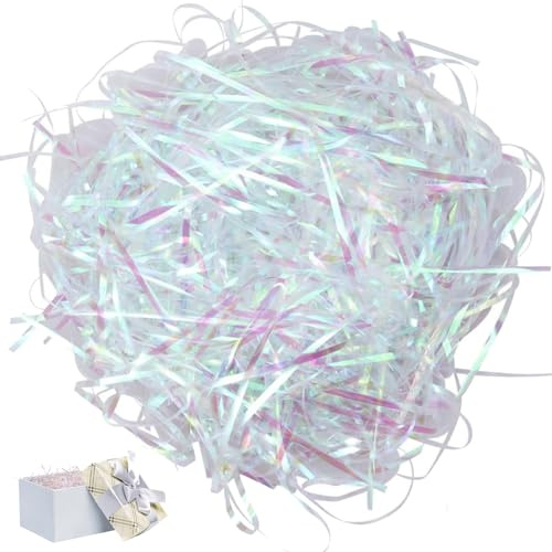 100 Grams Shredded Tissue Paper Gift Filler Paper for Basket Filler Sparkly Crinkle Confetti Shredded Paper Gift Packaging for Christmas Wedding Birthday Party DIY Crafts Arts