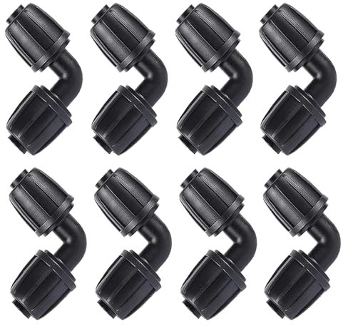 Hydrogarden Lock Quick Arco/Angolo 90° – 20 mm x 20 mm (raccordo a morsetto, connettore a morsetto, avvitamento) (8 gomiti)