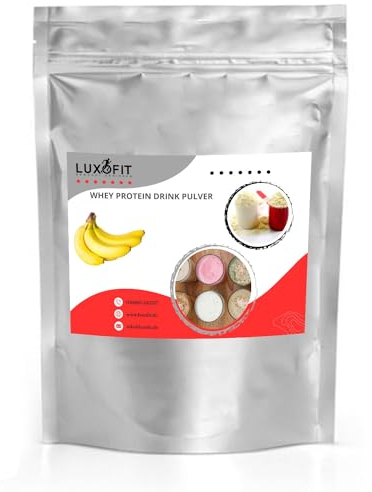 Luxofit Banane Whey Eiweiß Pulver, Proteinpulver mit L-Carnitin, fruchtiger Geschmack, geeignet für Muskelaufbau, schnelle und einfache Zubereitung, Made in Germany (1 Kg, Banane)