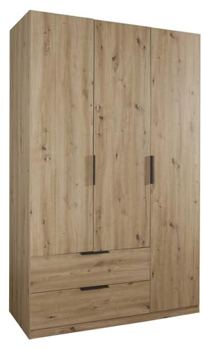 Composad | Armadio Linea ESPRESSO con 3 Ante e 2 Cassetti Larghi, Armadio Contenitore, Salvaspazio, Camera da letto, Lavanderia, (LxAxP) 119,3x200x58,2 cm, Colore Rovere Oak Mielato, Made in Italy