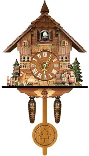 Felenny Cuckoo Clock Wooden Cuckoo Clock Ornament Vintage Wall Clock with Pendulum Vintage Battery Operated Cuckoo Clock for Home Cafe Restaurant
