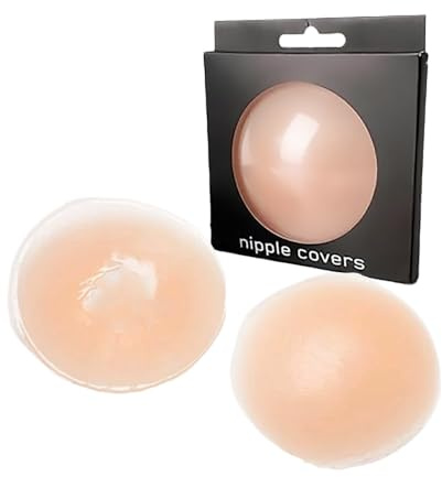 Kasbbu Pezoneras Ultra Finas, 2 Cubre Pezones Invisibles Mujer, Protectores de Pezones de Silicona Invisible, Adhesivas Reutilizables Silicona de Calidad, Redondas 8cm Transparente Sujetador Mujer