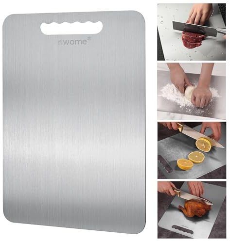 Titanium Cutting Board For Kitchen-Cutting Board Double Side Food Grade,Pure Cut Titanium,Durable Dishwasher Safe Easy to Clean Medium Size (14''Lx10''W)