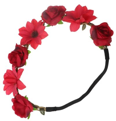 HONMEET Blumenkopfbedeckung Aus Rosen Für Hochzeit Party Festival Und Urlaub Blumengirlande Für Festive Gelegenheiten Blumenkopfschmuck Für Damen