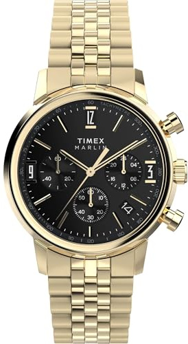 Timex Men's Marlin Quartz Chronograph 40mm Watch - Gold-Tone Bracelet Black Dial Gold-Tone Case