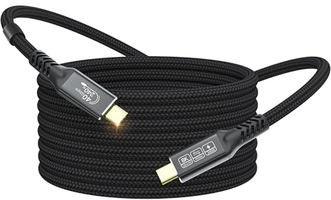 Zertifiziert USB4 Kabel mit Thunderbolt 4 Kabel 2m, PD3.1 USB‑C Gewebtes Ladekabel 40Gbps Datenkabel 8K@60Hz HDR, Schnellladung 240W für MacBook, PSSD, iPad, iPhone 16 15 Pro, Docks, USB-C Monitor
