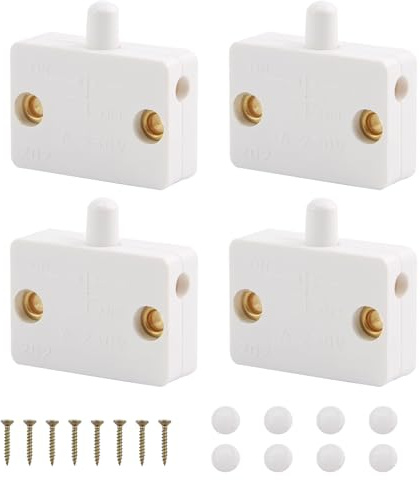 4Pcs 1A 250V Push to Break Door Light Switch for Wardrobe, Cabinet, Cupboard Auto Control - Suitable for Shoe Cabinets, Bookcases