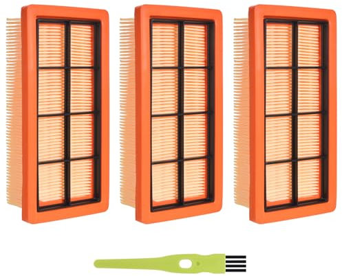 3 Flat Pleated Filters Replaces Kärcher 6.415-953.0 AD2 Battery AD3 AD4 Premium AD3.000, AD3.200 Ash and Dry Cleaning Vacuum Cleaner