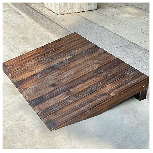 Rutschfeste Einstiegsrampe aus Holz für Zuhause, Indoor/Outdoor, Rollstuhlrampe, 90 x 50 x 10 cm, ideal für Türen und Schwellen