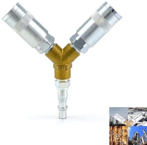 1/4 BSP Y Splitter Male/Female Thread Quick Release Coupler, Air Line y Connector, Y Splitter Airline Coupling,3 Way Air Compressor Fittings,1/4 BSP Airline Hose Connectors for Air Lines