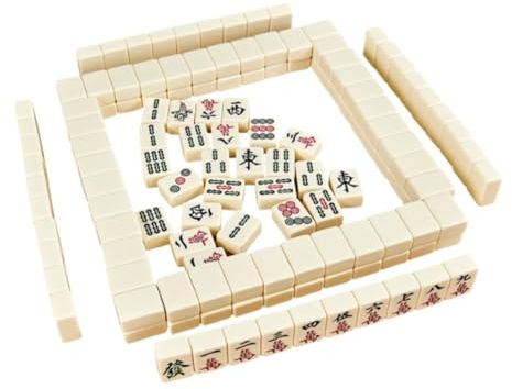 Mahjong Mah Jongg Kinesisk Mahjong 144 Numrerade Traditionella Kinesiska Mahjong-spel Med Förvaringsväska Mahjong Kostym(42mm)