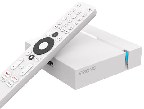 STRONG - Streaming Box Android TV 4K UHD - Leap-S3+ V2 - Chromecast Integrato - Compatibile con Assistente Vocale Google - Dolby Atmos & Dolby Vision - Facile da Installare - Bianca
