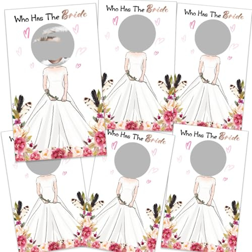 Qaziuy Brautparty-Spiele, 48 Stück, Who Has The Bride, lustige Rubbelkarten, Junggesellinnenabschied, Junggesellinnenabschied, Brautparty, Mädchennacht, Spielideen