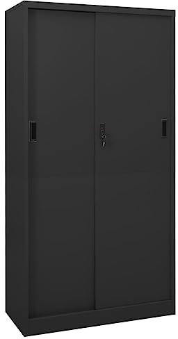 WKIEQACO Armadi e stoccaggio,Armadietti e armadietti,Armadio da ufficio con porta scorrevole antracite 90x40x180 cm acciaio