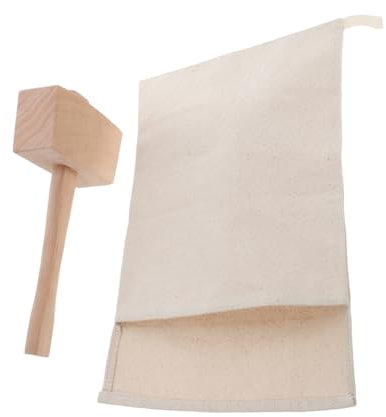ABOOFAN 2pcs Efficient Ice Hammer Mallet for Crushing Ice Nuts Reusable Canvas Bag and Mallet Crushers for Bartender Bag and Tool