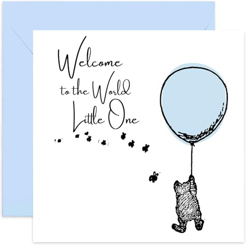 New Baby Boy Greeting Cards for Expecting Parents - For Mummy Daddy Grandparents of Son - Celebrating Birth 'Welcome Little One' - Congratulations to You - Blue Bear Design - Blank inside