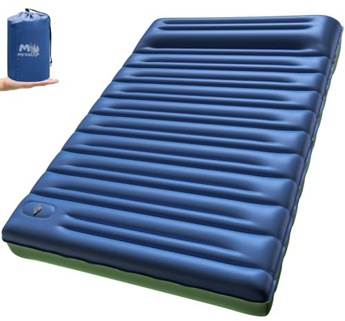 Myxslop Isomatte 2 Personen, 12CM Isomatte Ultraleichte Luftmatratze Camping Aufblasbar Kleines Packmaß mit Fußpumpe für Zelt, Rucksack, Wandern und Camping