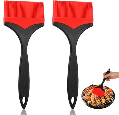 MBAIYO Grande pennello da pasticceria in silicone, 2 pezzi, 9,94 cm, extra largo, per cucinare olio rosso, resistente al calore, per spalmare barbecue, grigliare, lavastoviglie, pane, biscotti