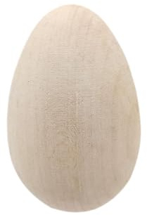 Wooden World - Extra großes, massives, schlichtes Holzei zum Bemalen und Brandmalen. Unbehandeltes Holz zur Dekoration, 6 x 9 cm