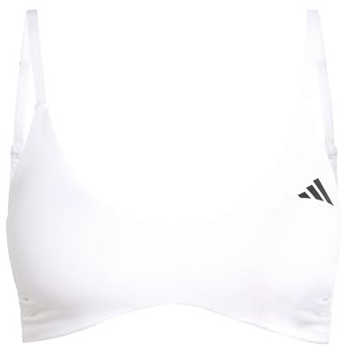 adidas Donna Optime Essentials Workout Light Support Adjustable Straps Bra, White, S