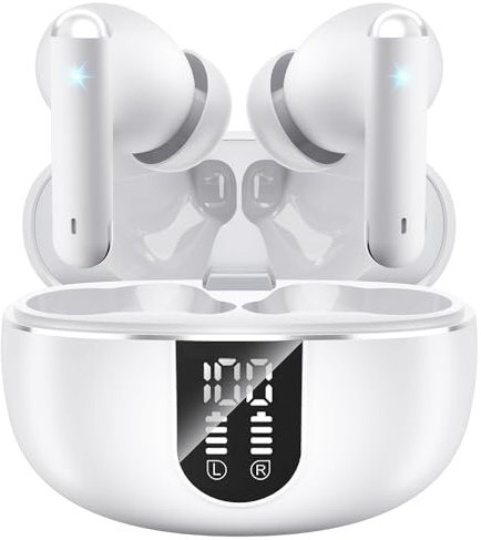 JBES Wireless Earbuds Bluetooth Earphones, 60H Deep Bass Ear Buds with 6 Noise Cancelling Microphone, IP5 Waterproof in Ear Headphones for iPhone Android Sports Gaming