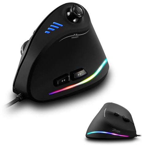 Souris de Jeu Verticale Ergonomique avec Joystick Intégré –Souris Gamer Filaire 11 Boutons Programmables,10000 DPI, RGB pour PC/Ordinateur Portable/Bureau (Confort Ergonomique, Réduction des Douleurs)