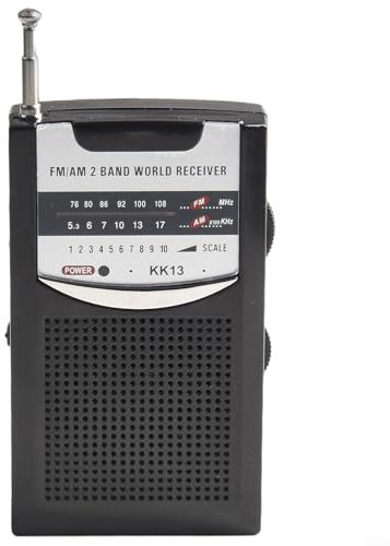 DAZZLEEX Radio de poche portable AM/FM avec haut-parleur à piles pour activités de plein air, urgences pour nouvelles, musique 5,8 x 2 x 10 cm (noir)