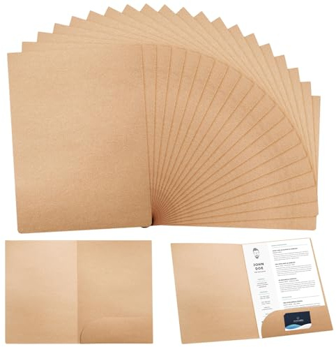 25 stycken dokumentmapp A4 kraftpapper: presentationsmapp med kortslitsar, 310 x 220 mm mapp projektmappar, ringpärm papper för kontor, hem, skola och företag (brun)