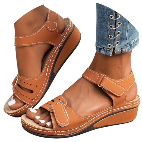 Sandals For Women Size 5 Ankle Strap Adjustable Open Toe Ladies Shoes Comfort Wedge Open Toe Ankle Strap Beach Shoes Summer Slides with Adjustable Strap