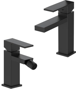 Set rubinetti miscelatori lavabo e bidet nero opaco- monocomando - Boleco
