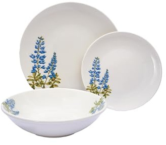 CER-POR Set piatti LAVENDER | 18 pezzi floreali in porcellana per tavole romantiche. 18 Pezzi. Per 6 Persone