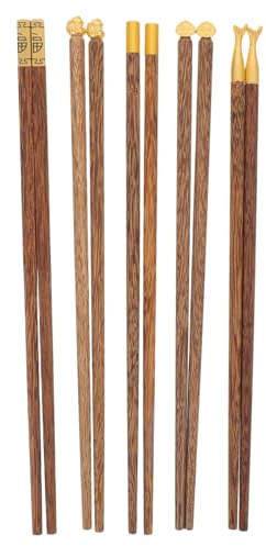 Alipis 5 paia di bacchette riutilizzabili intagliate a mano, bacchette cinesi e coreane in legno, bastoncini per , utensili da pranzo in legno di con scatola per cucina, campeggio e stoviglie da