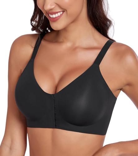 DotVol Women's Front Fastening Seamless Wirefree Plus Size Bra | Plus Size, Large Breasts, Semi-fixed Light Padding, Comfort, Full Coverage, Smooth Material, Full Back Coverage, Wide Straps