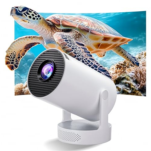 Smart Mini Projector – 1080P Full HD with 4K Support, 20000 Lumens, Android 11, WiFi 6, Bluetooth 5.0, HiFi Speaker, Auto Keystone, 180° Rotation Projector for Bedroom & Home Cinema