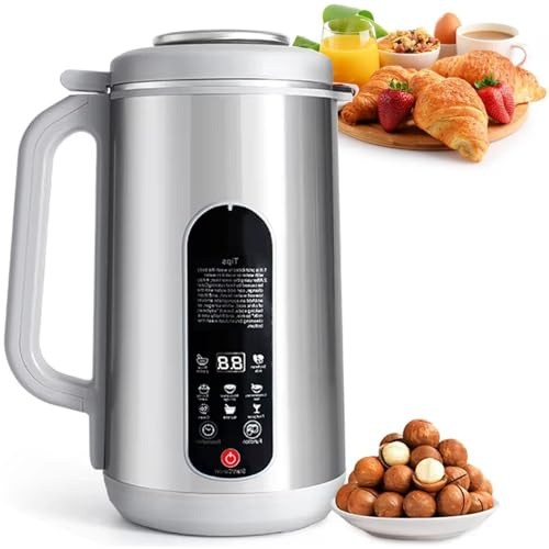 Electric Nut Milk Maker, Stainless Steel with Timer, Keep Warm, Self-Cleaning for Soybean, Almonds, Oats, Kitchen Use